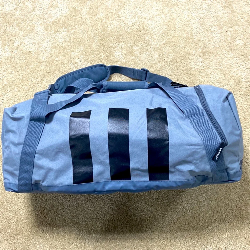 NEW Adidas Golf grey three stripe heavy duty large duffel bag weekender